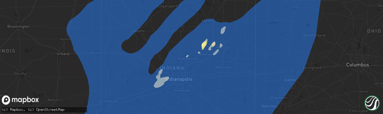 Hail map in Noblesville, IN on June 18, 2025