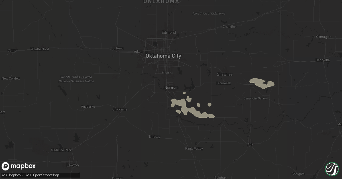 Hail map in Norman, OK on June 18, 2025