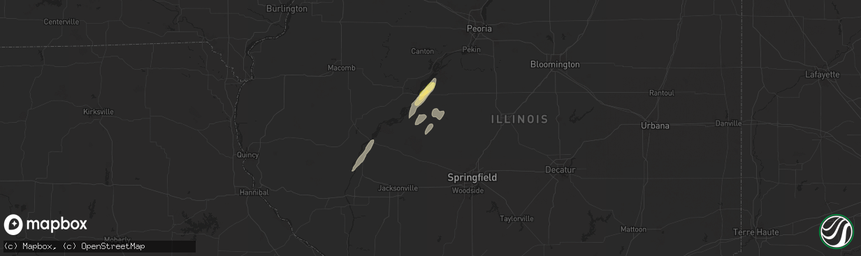 Hail map in Oakford, IL on June 18, 2025