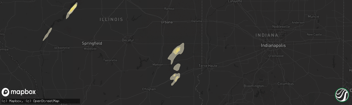 Hail map in Oakland, IL on June 18, 2025