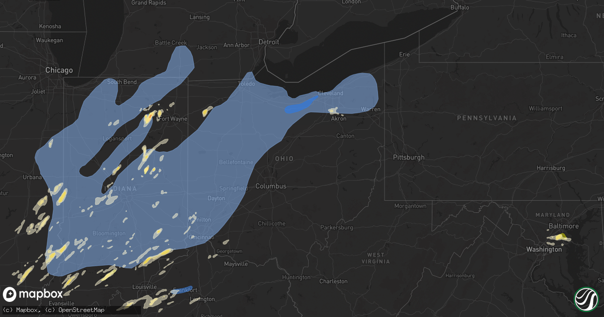 Hail map in Ohio on June 18, 2025