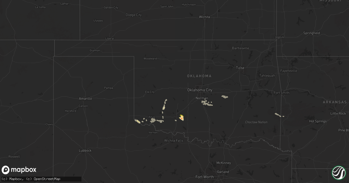 Hail map in Oklahoma on June 18, 2025