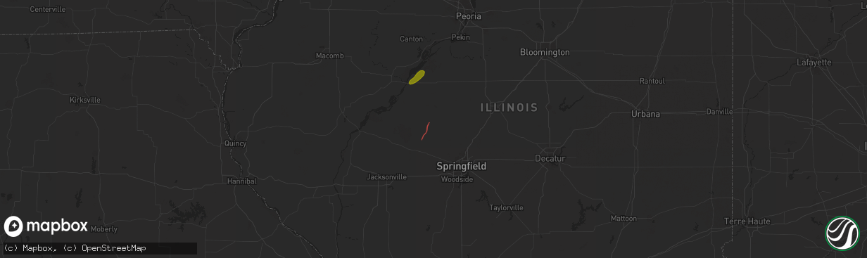 Hail map in Petersburg, IL on June 18, 2025