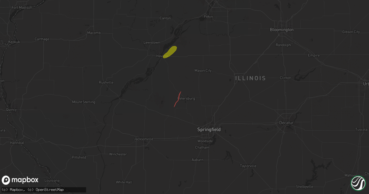 Hail map in Petersburg, IL on June 18, 2025