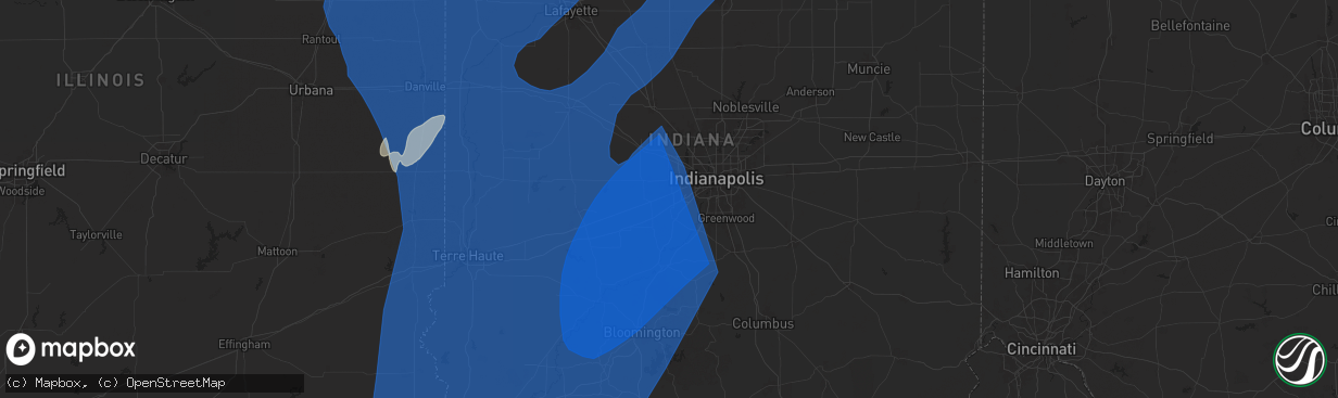 Hail map in Plainfield, IN on June 18, 2025