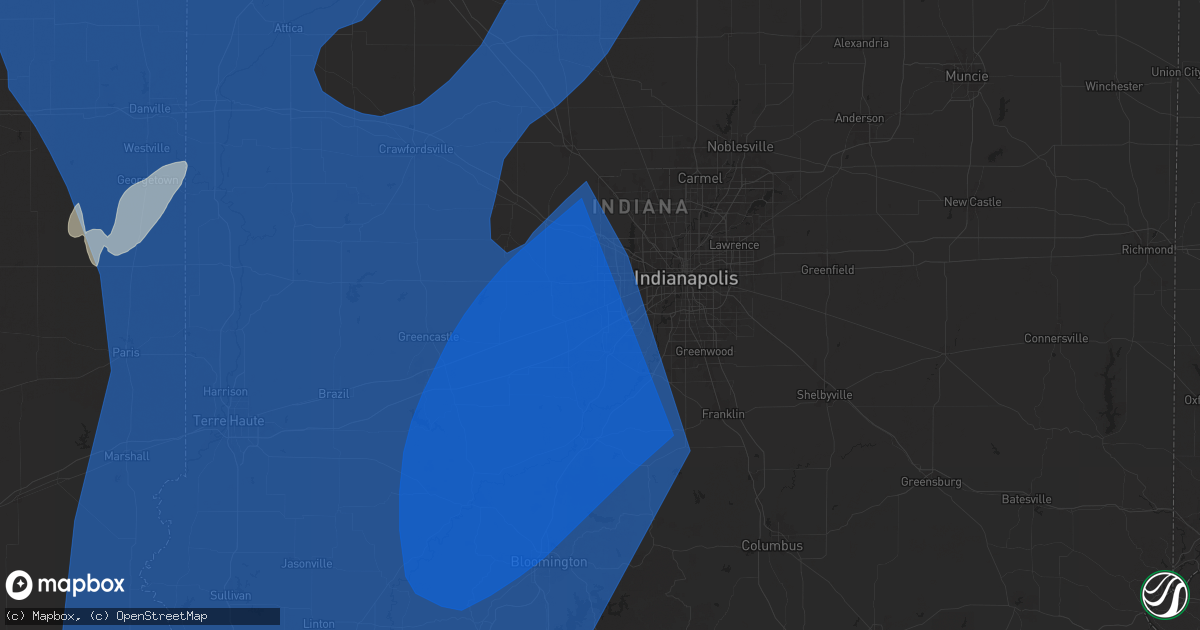 Hail map in Plainfield, IN on June 18, 2025