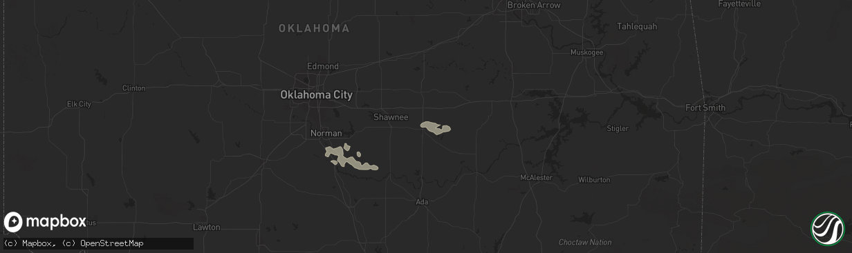 Hail map in Seminole, OK on June 18, 2025