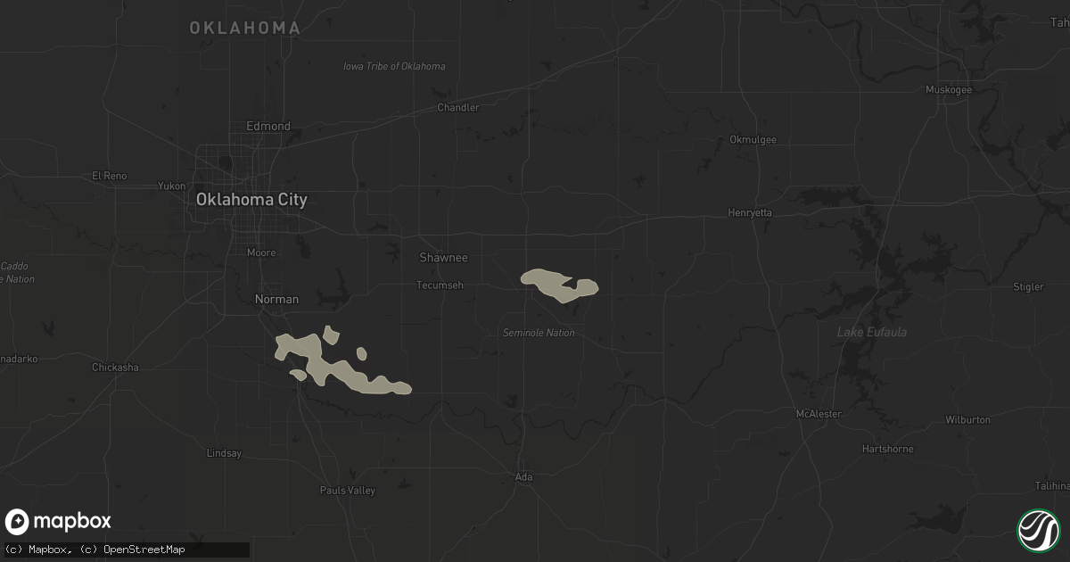 Hail map in Seminole, OK on June 18, 2025