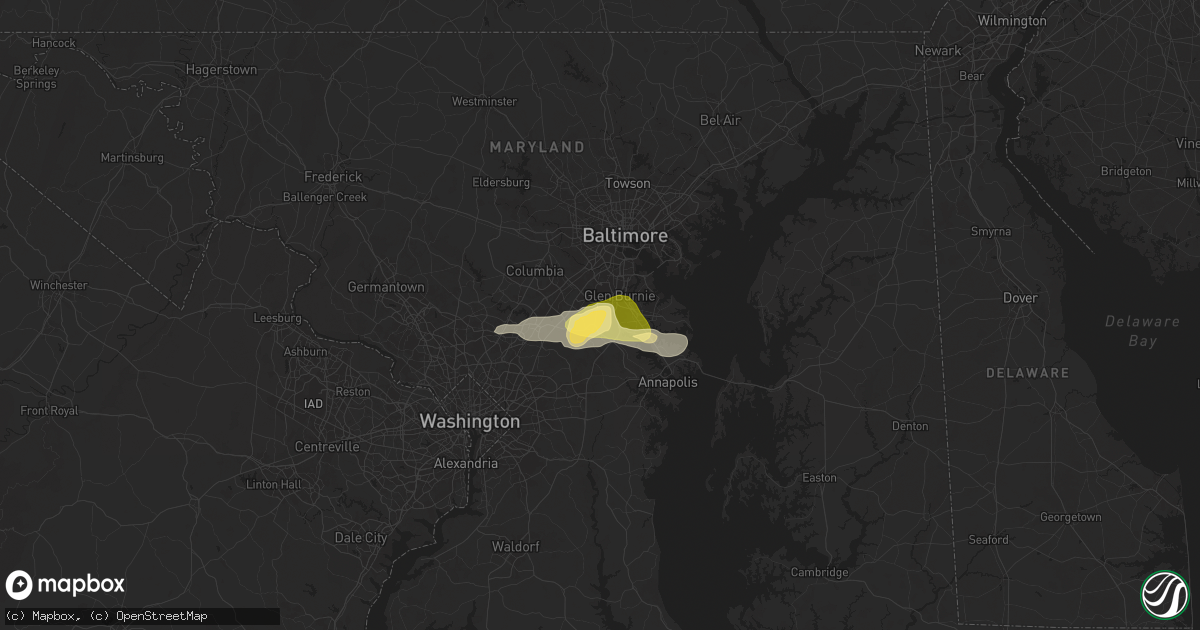 Hail map in Severn, MD on June 18, 2025