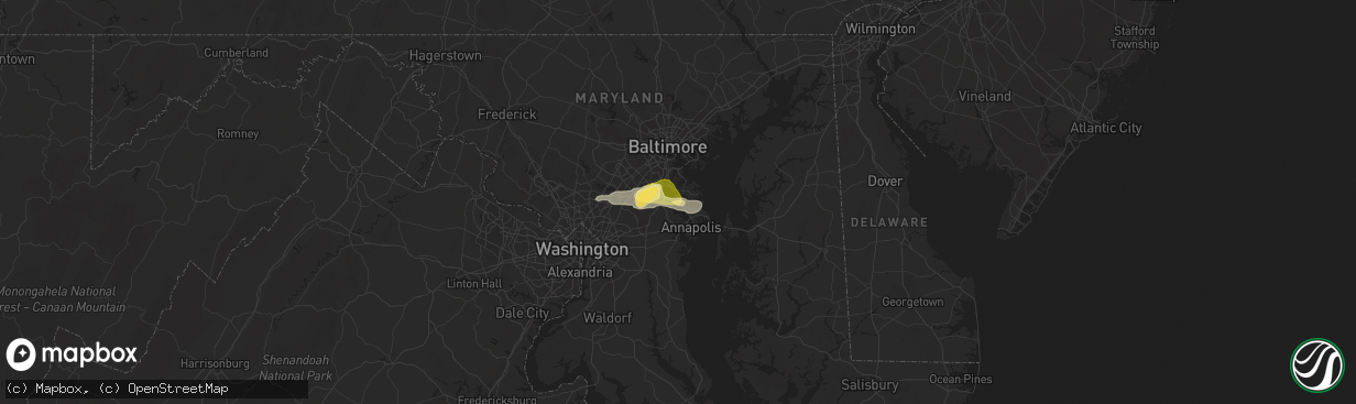 Hail map in Severna Park, MD on June 18, 2025