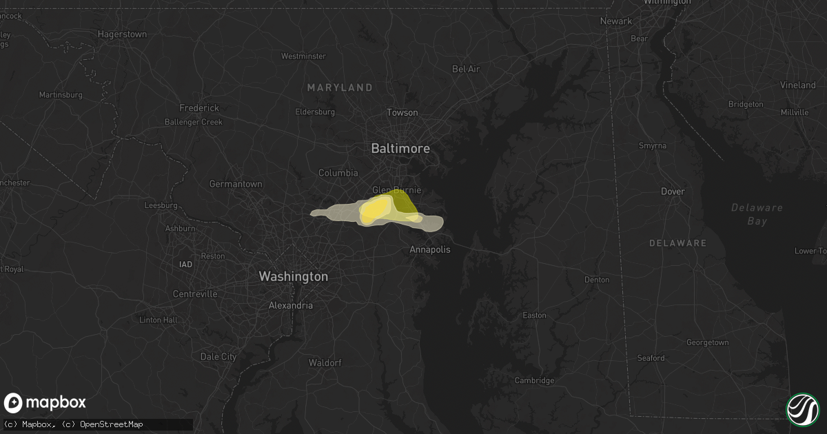 Hail map in Severna Park, MD on June 18, 2025
