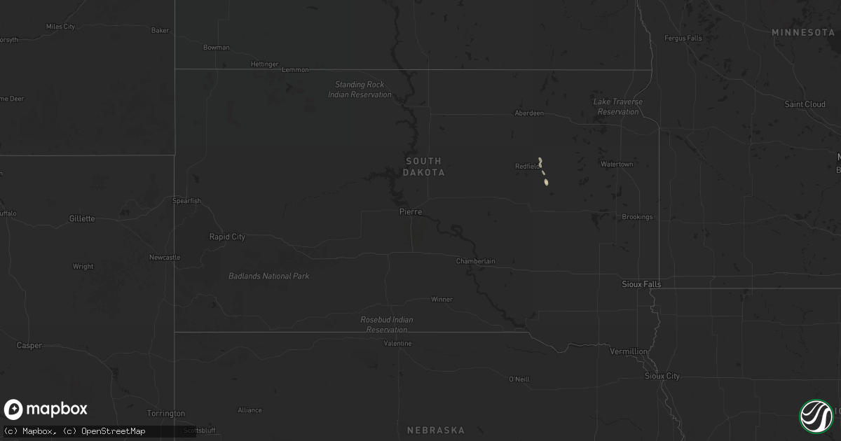 Hail map in South Dakota on June 18, 2025