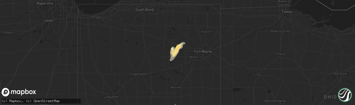 Hail map in South Whitley, IN on June 18, 2025
