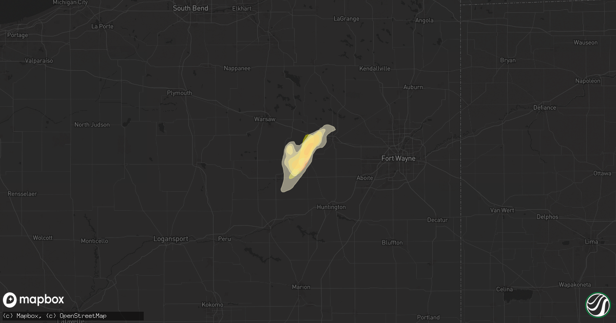 Hail map in South Whitley, IN on June 18, 2025