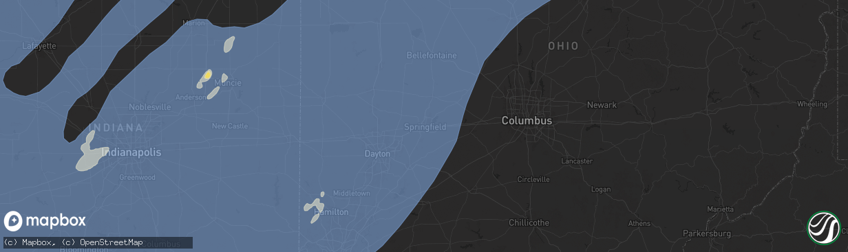 Hail map in Springfield, OH on June 18, 2025