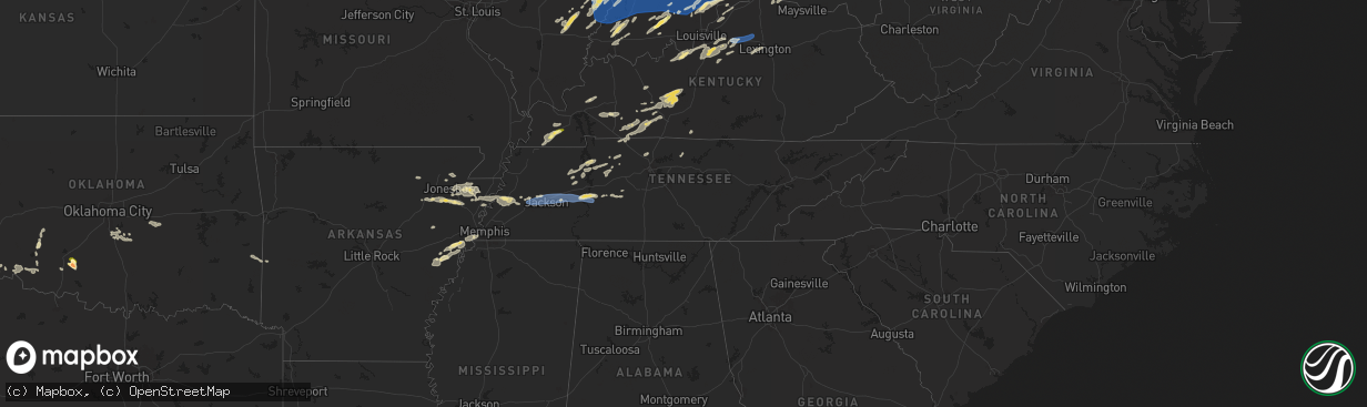 Hail map in Tennessee on June 18, 2025