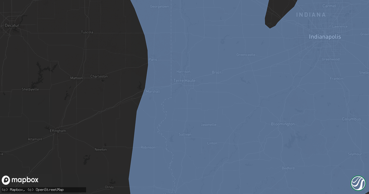 Hail map in Terre Haute, IN on June 18, 2025