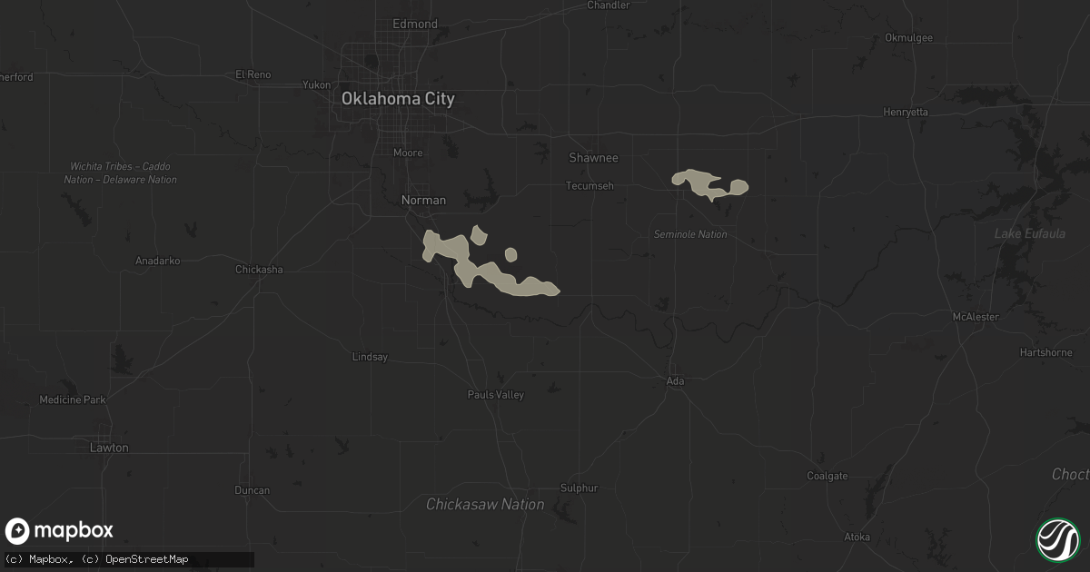 Hail map in Wanette, OK on June 18, 2025