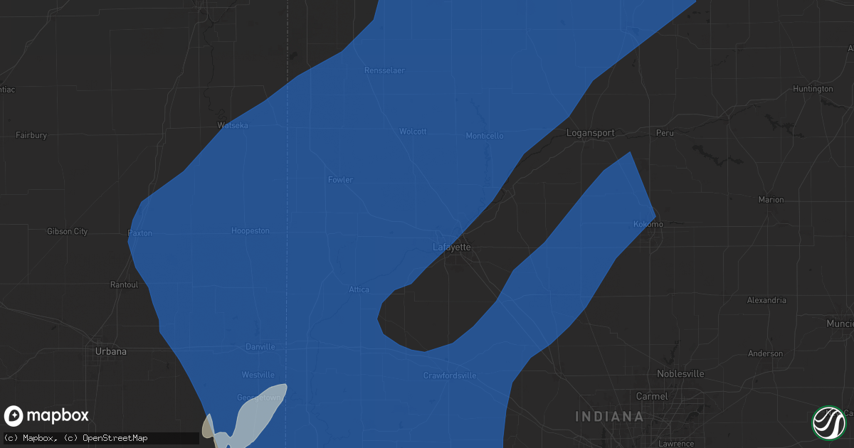 Hail map in West Lafayette, IN on June 18, 2025