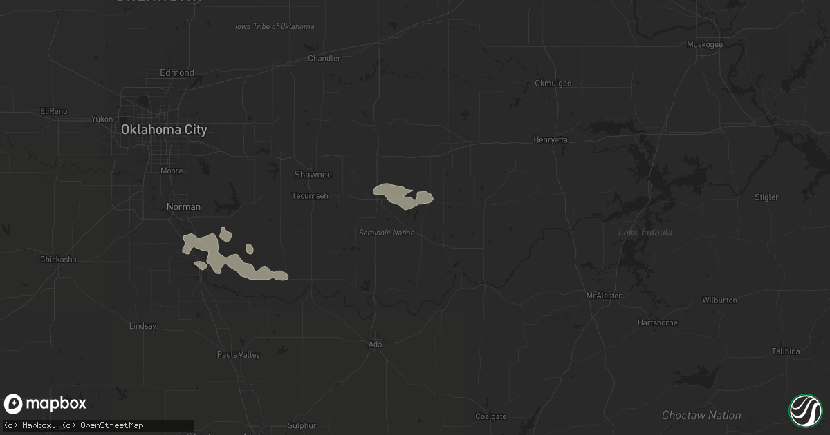 Hail map in Wewoka, OK on June 18, 2025