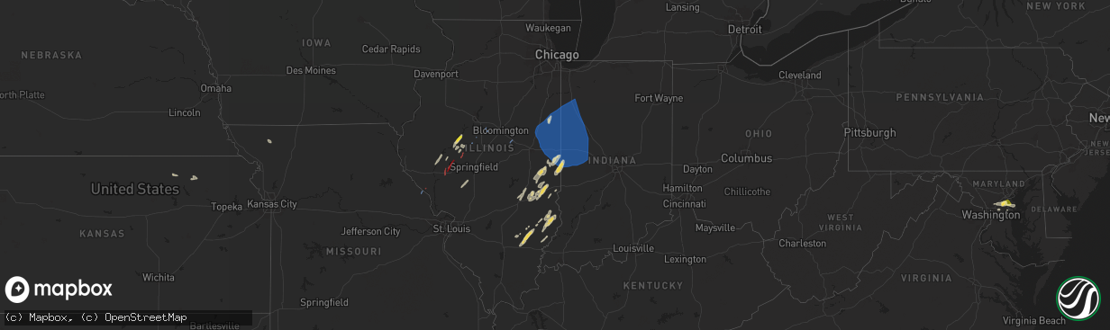 Hail map on June 18, 2025