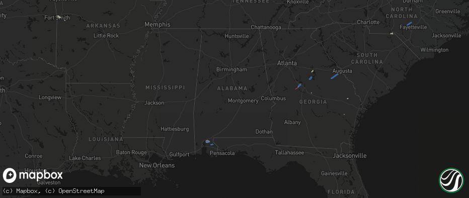Hail map in Alabama on June 18, 2026