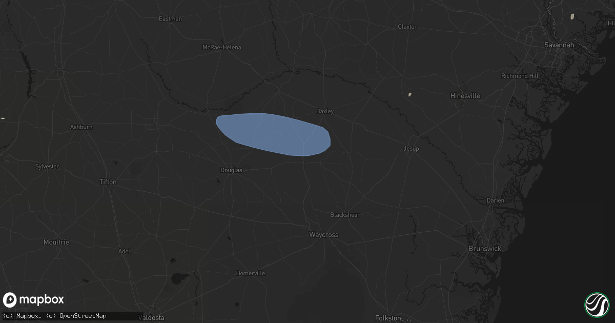Hail map in Alma, GA on June 18, 2026