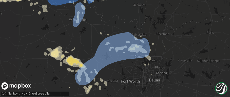 Hail map in Alvord, TX on June 18, 2026