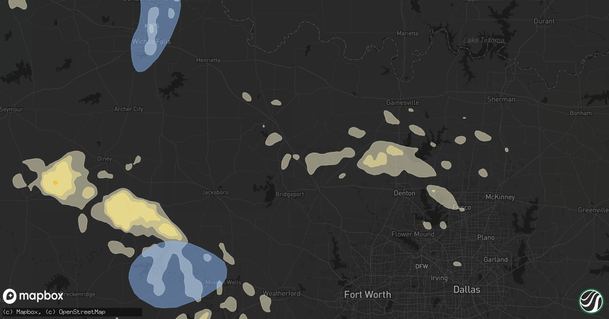 Hail map in Alvord, TX on June 18, 2026