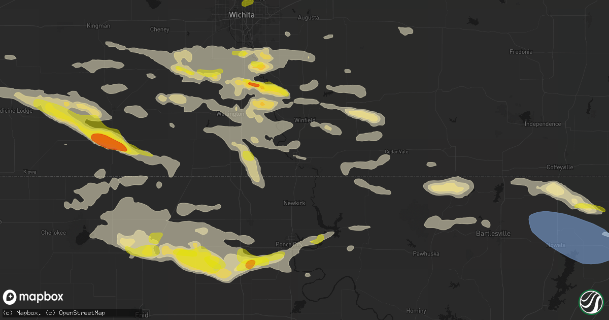 Hail map in Arkansas City, KS on June 18, 2026