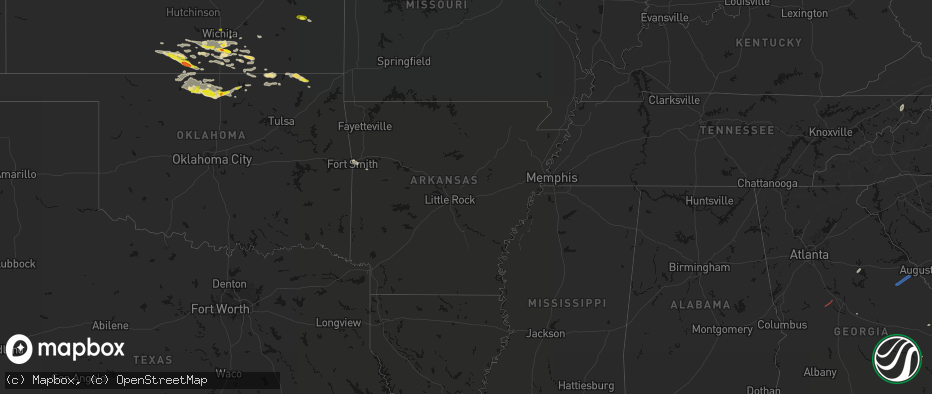 Hail map in Arkansas on June 18, 2026