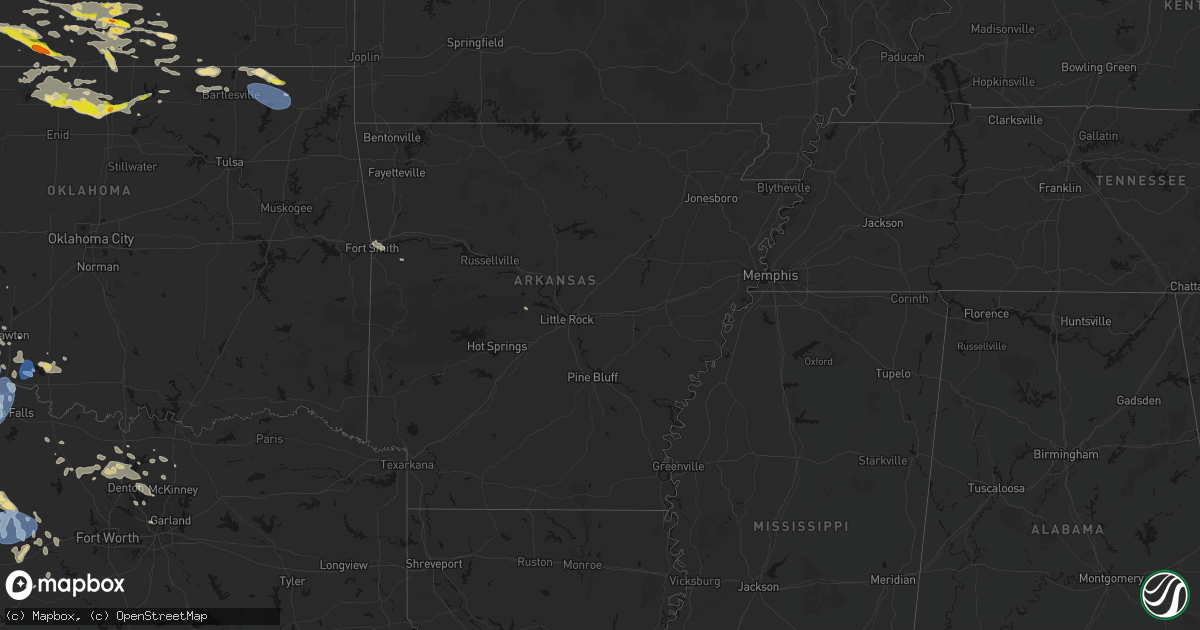 Hail map in Arkansas on June 18, 2026