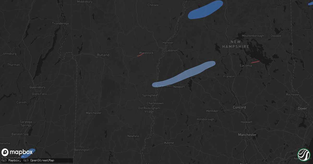 Hail map in Ascutney, VT on June 18, 2026
