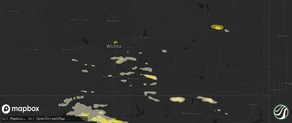 Hail map in Atlanta, KS on June 18, 2026