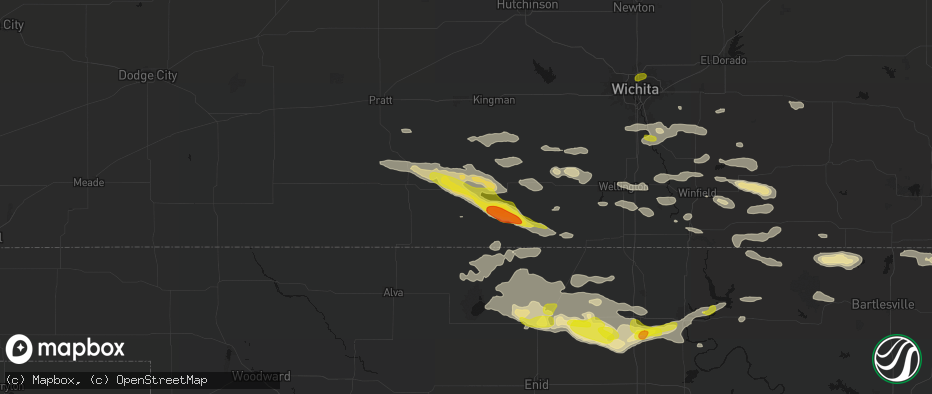 Hail map in Attica, KS on June 18, 2026