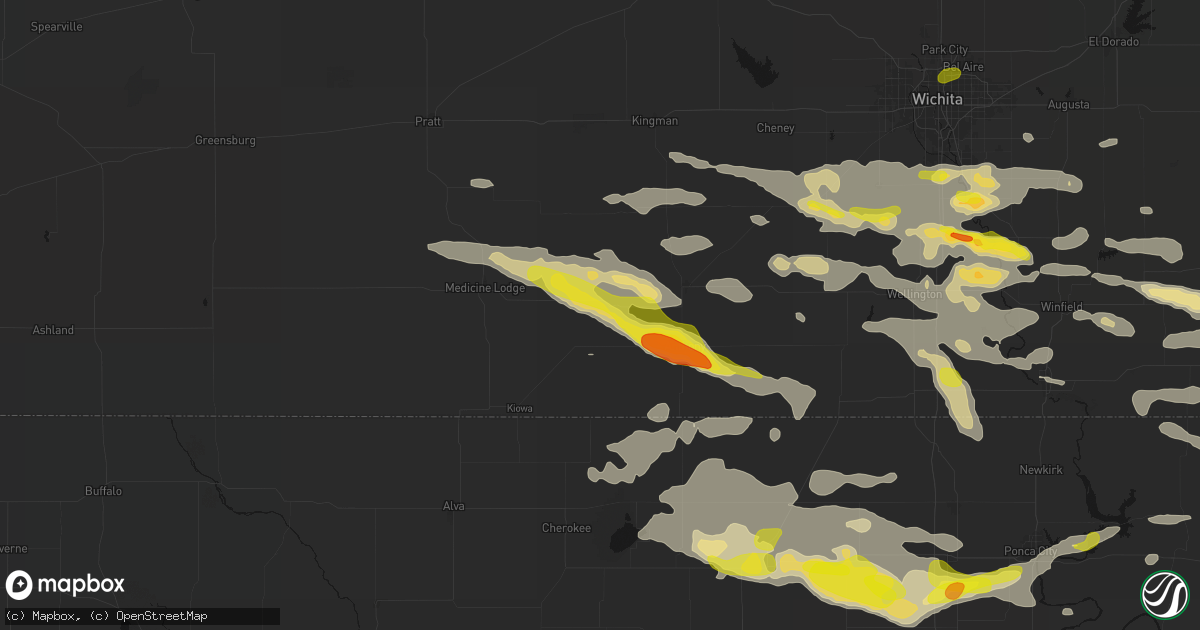 Hail map in Attica, KS on June 18, 2026