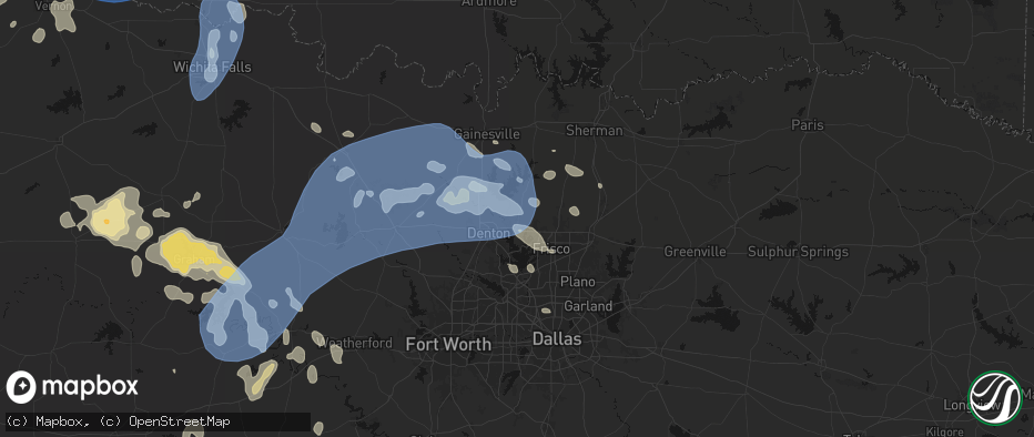 Hail map in Aubrey, TX on June 18, 2026