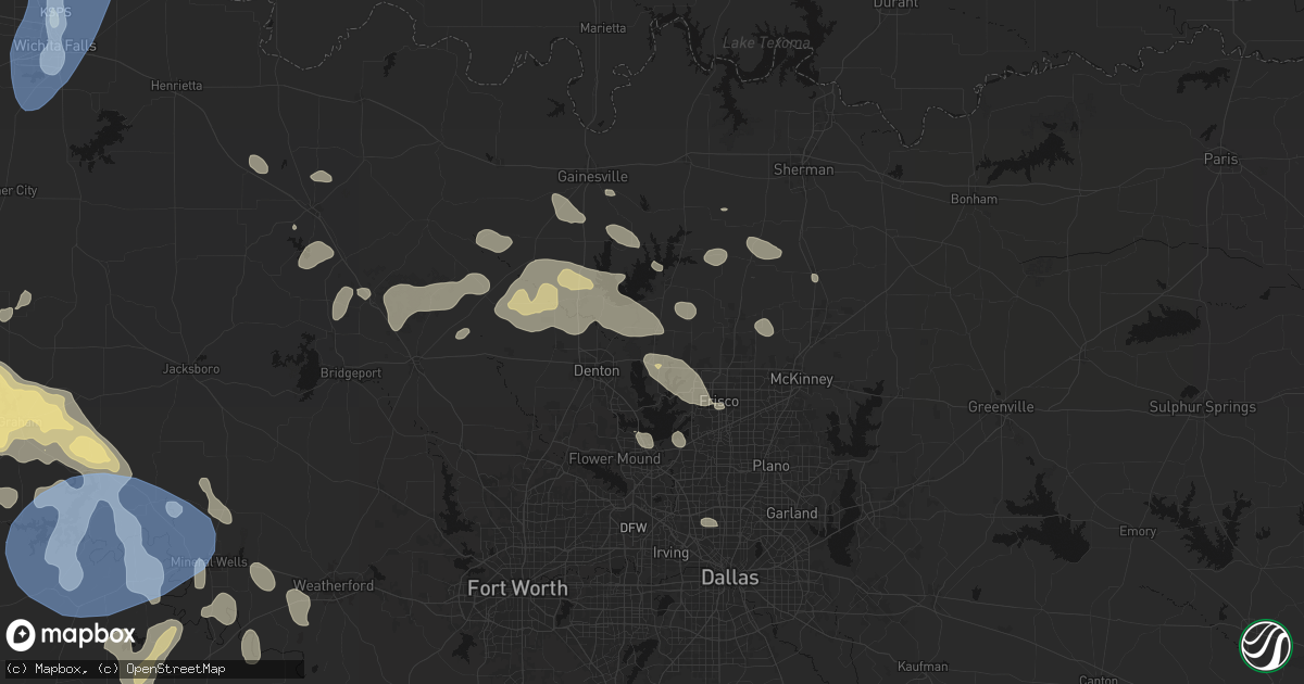 Hail map in Aubrey, TX on June 18, 2026