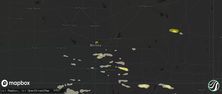 Hail map in Augusta, KS on June 18, 2026