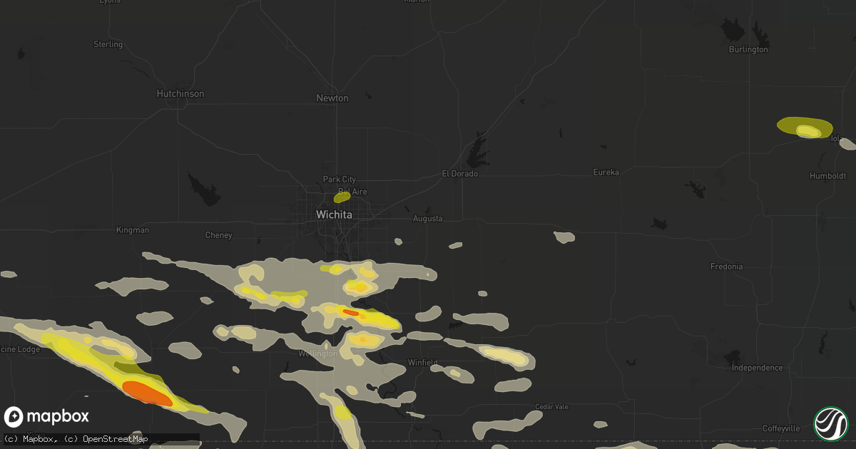 Hail map in Augusta, KS on June 18, 2026