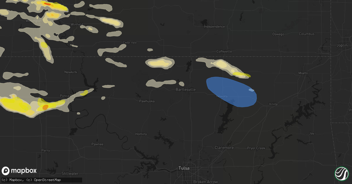 Hail map in Bartlesville, OK on June 18, 2026