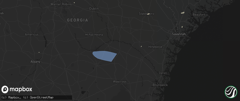 Hail map in Baxley, GA on June 18, 2026