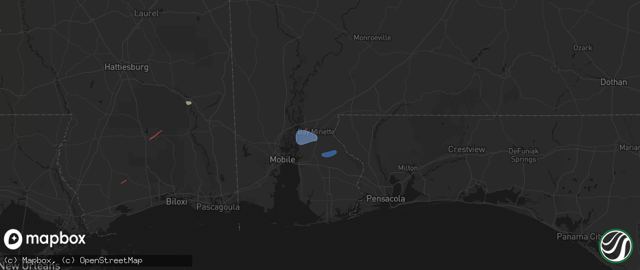 Hail map in Bay Minette, AL on June 18, 2026
