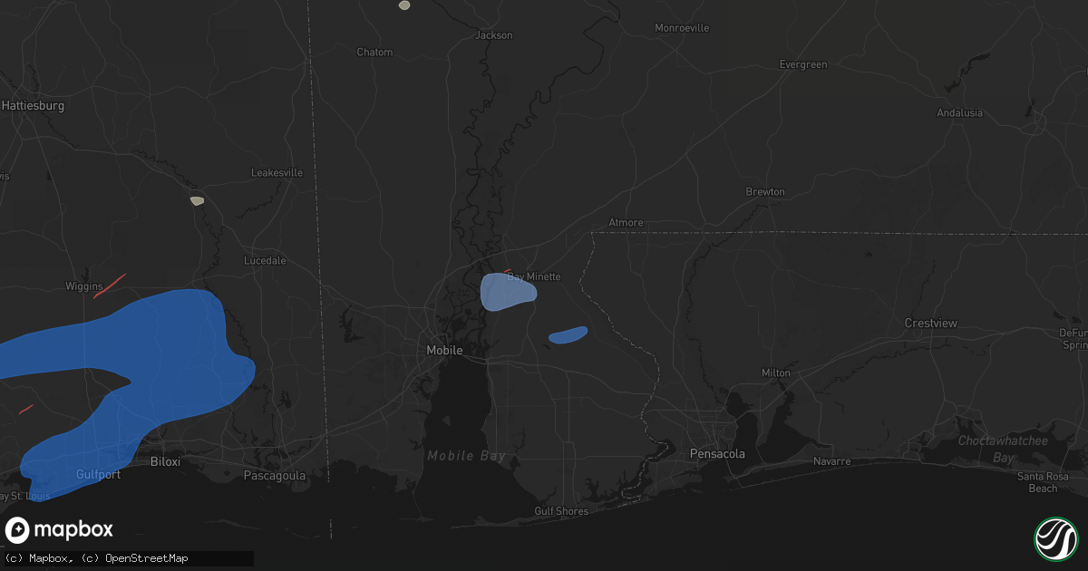 Hail map in Bay Minette, AL on June 18, 2026