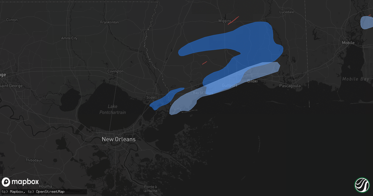 Hail map in Bay Saint Louis, MS on June 18, 2026