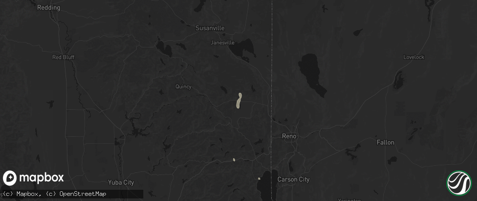 Hail map in Beckwourth, CA on June 18, 2026