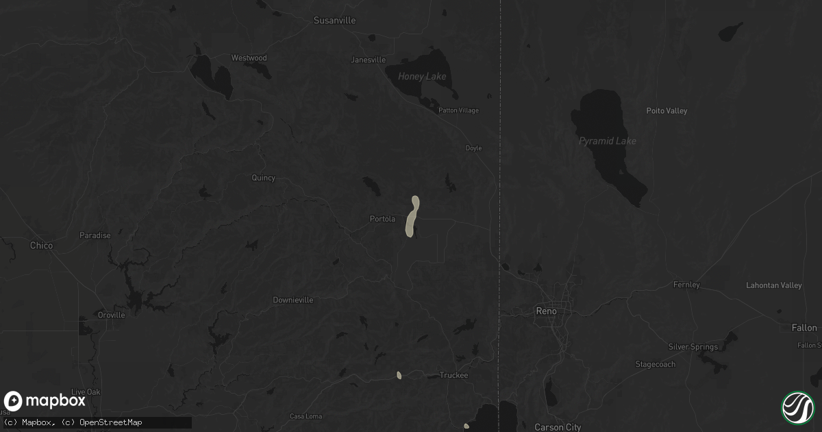 Hail map in Beckwourth, CA on June 18, 2026