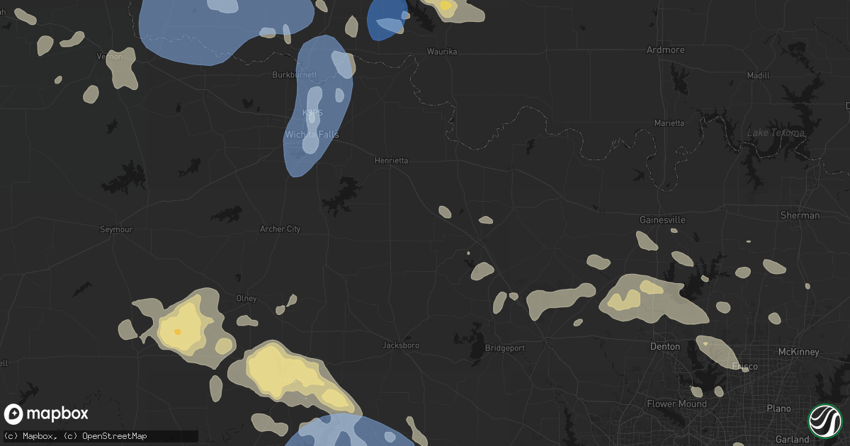 Hail map in Bellevue, TX on June 18, 2026