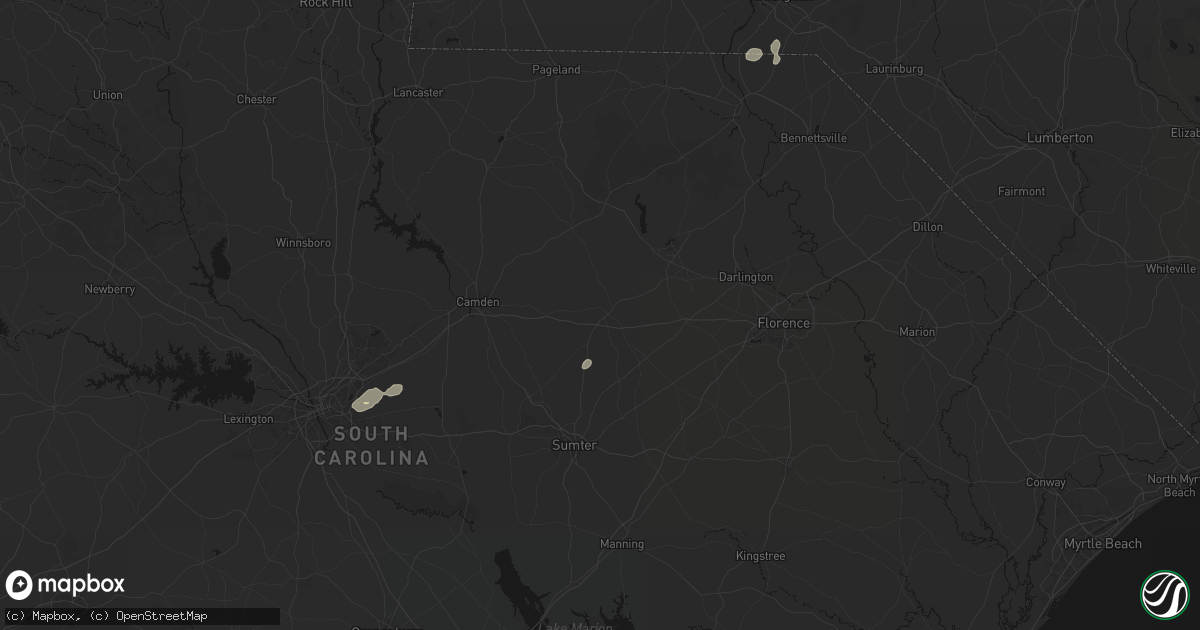 Hail map in Bishopville, SC on June 18, 2026