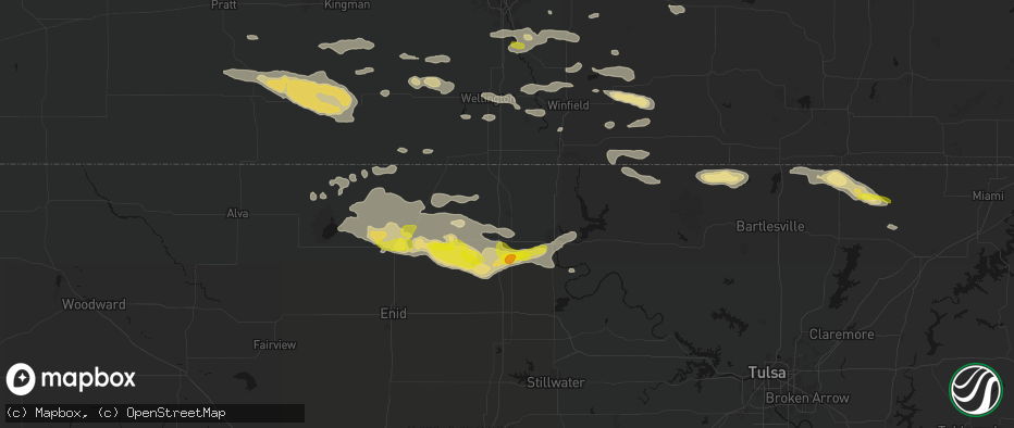 Hail map in Blackwell, OK on June 18, 2026